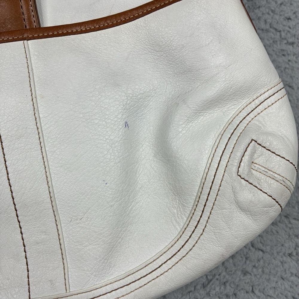 Coach Soho Flap F10192 Y2K White Brown Leather Shoulder Bag Purse - Picture 7 of 16
